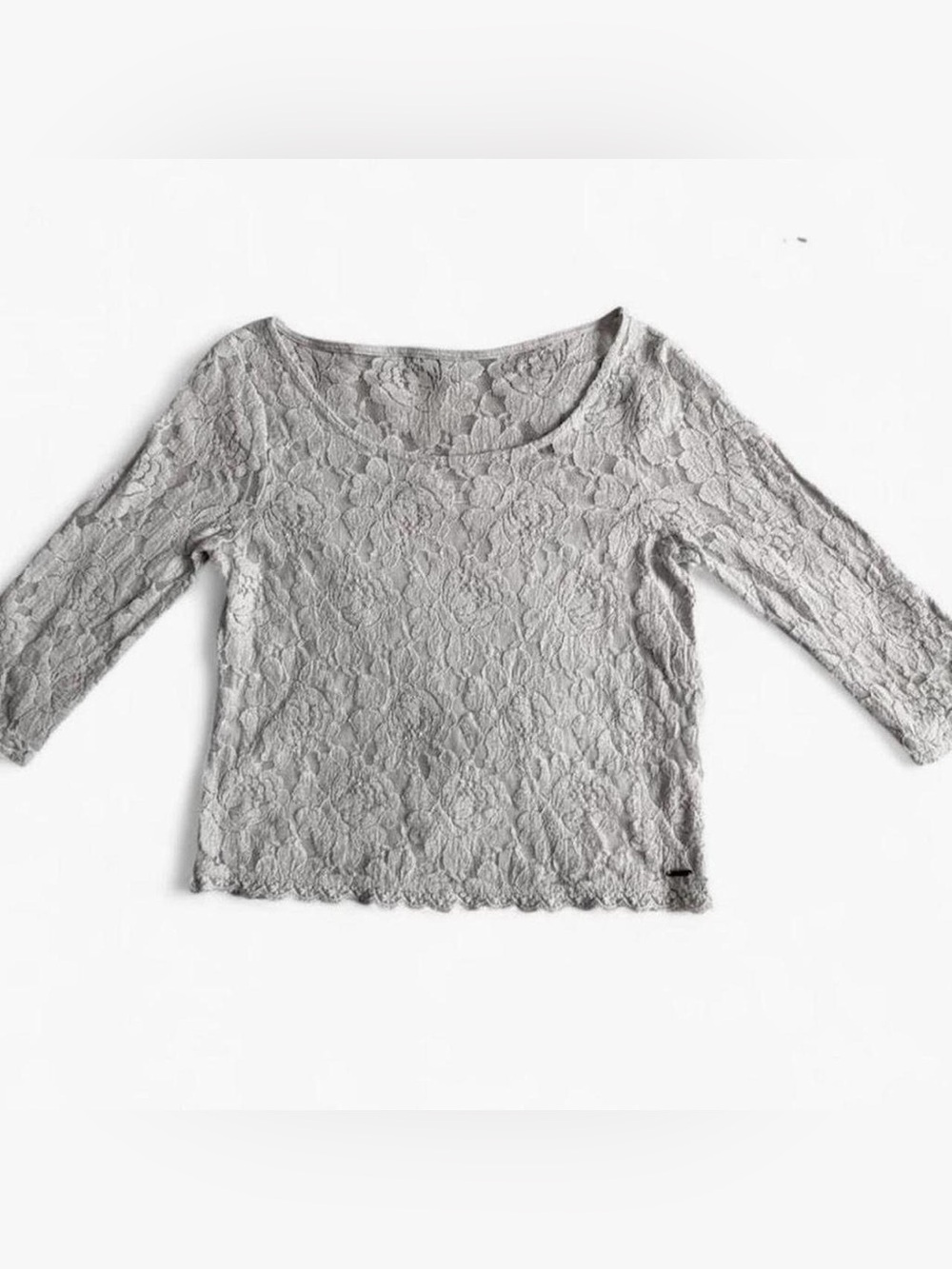 Abercrombie & Fitch Gray Floral Lace Long Sleeve Top